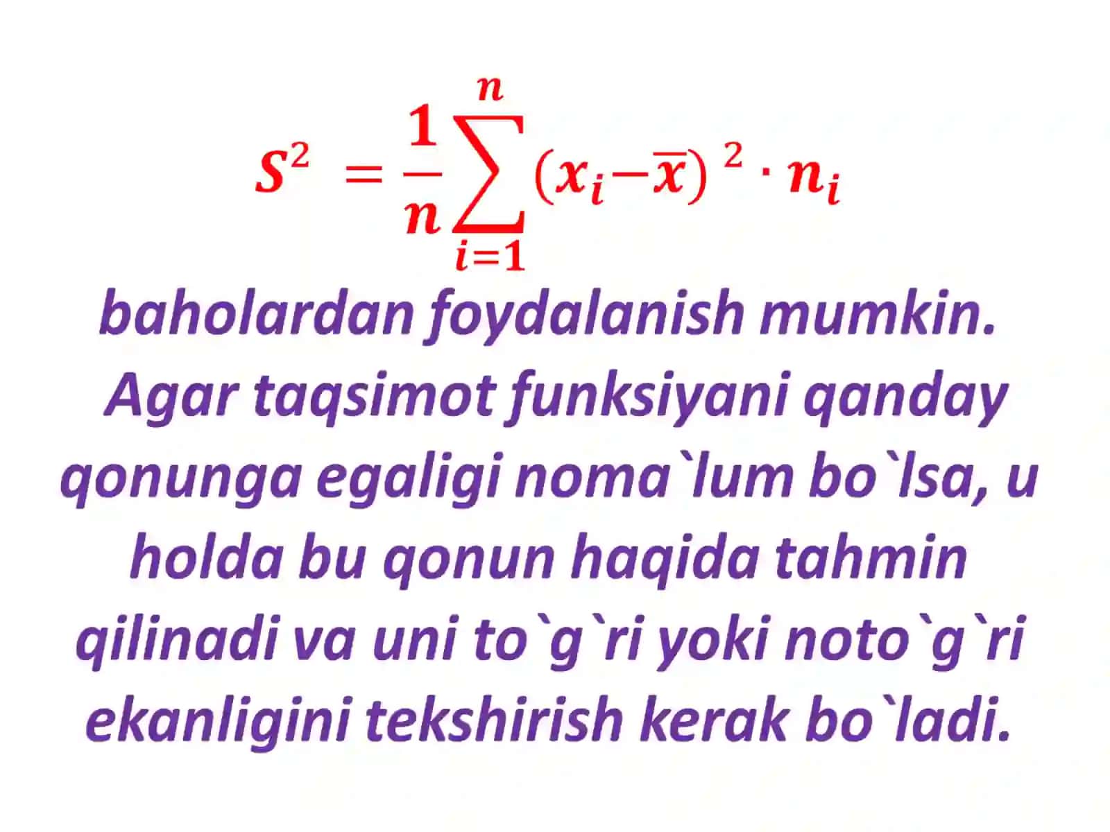 Statistik gipotezalarni tekshirish. Bir faktorli dispersion tahlil usuli va uni tatbiqlari 4