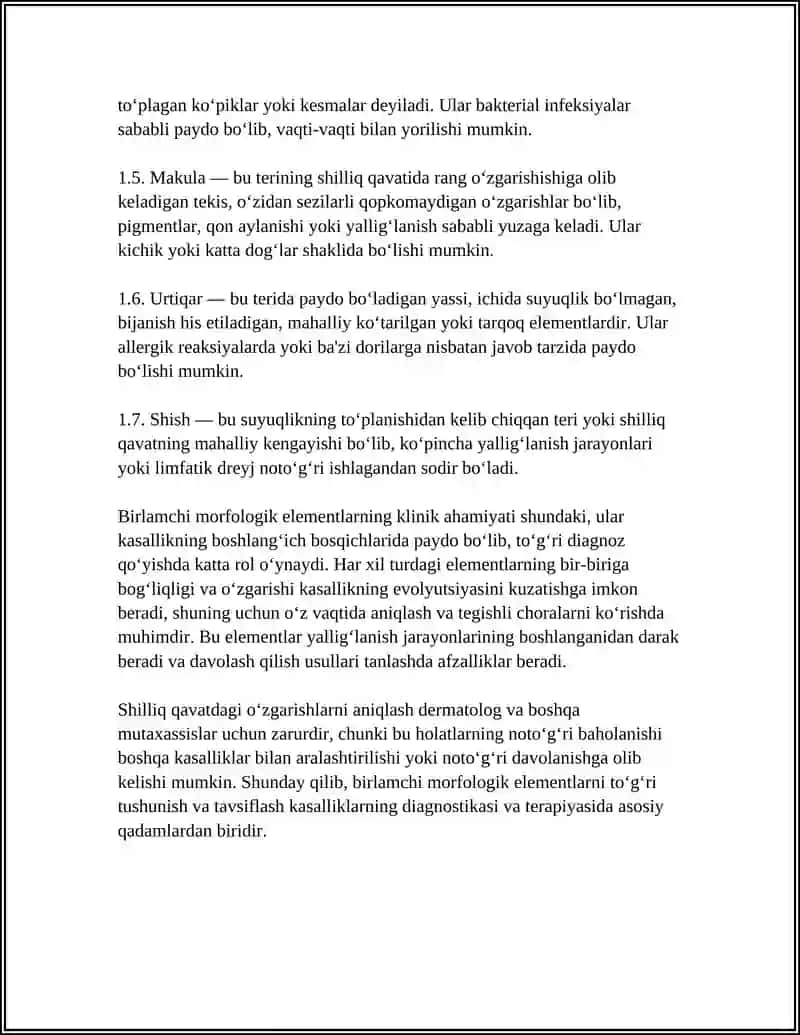 SHILLIQ QAVATDA KUZATILADIGAN BIRLAMCHI MORFOLOGIK ELEMENTLAR: TURLARI VA KLINIK AHAMIYATI 4