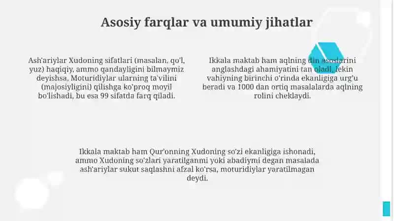 Kalom ilmi:moturidiyya va ash'ariya 4