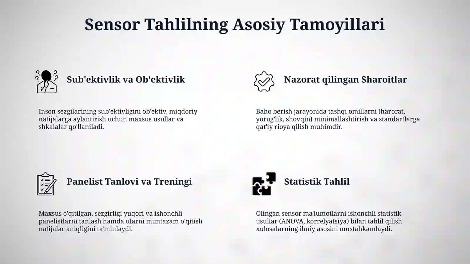 Organoleptik baxolash: usullari va amaliy qo’llanishi 4