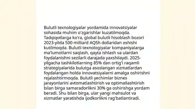 Texnologiyalar ko'rinishidagi inovvatsiyalar va ularning samaradorligi 4