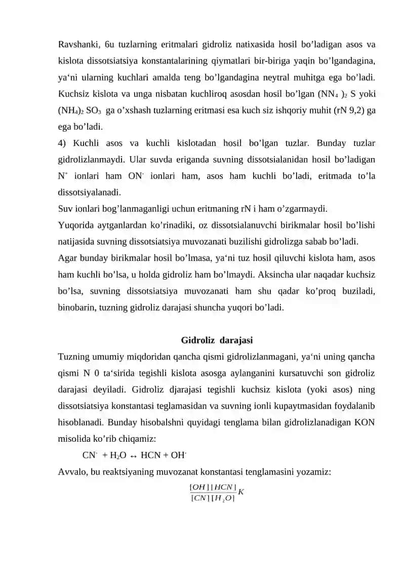 Tuzlar gidrolizi 4
