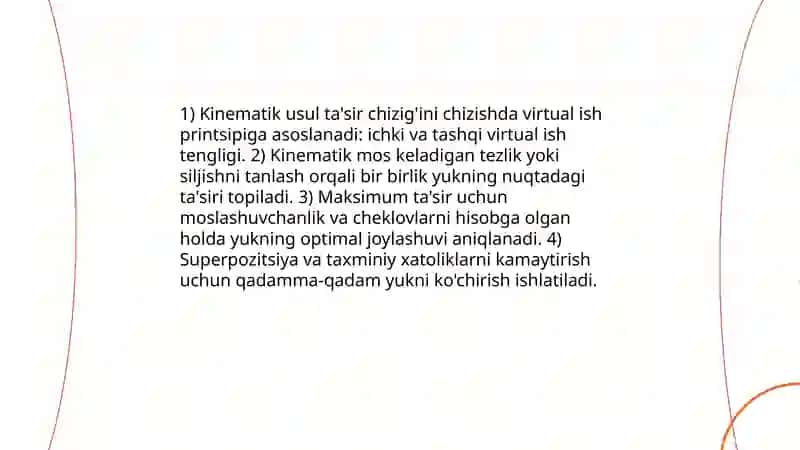 Ta'sir chiziqlarini chizishning kinematik usuli 4