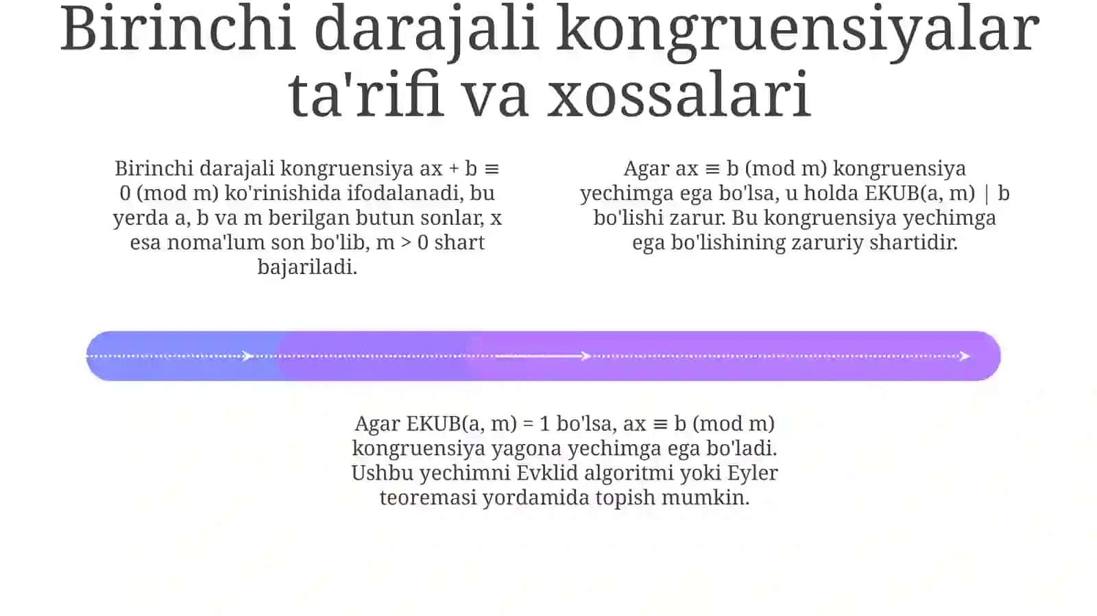 Birinchi darajali taqqoslamalar.Qoldiqlar haqidagi Xitoy teoremasi 4