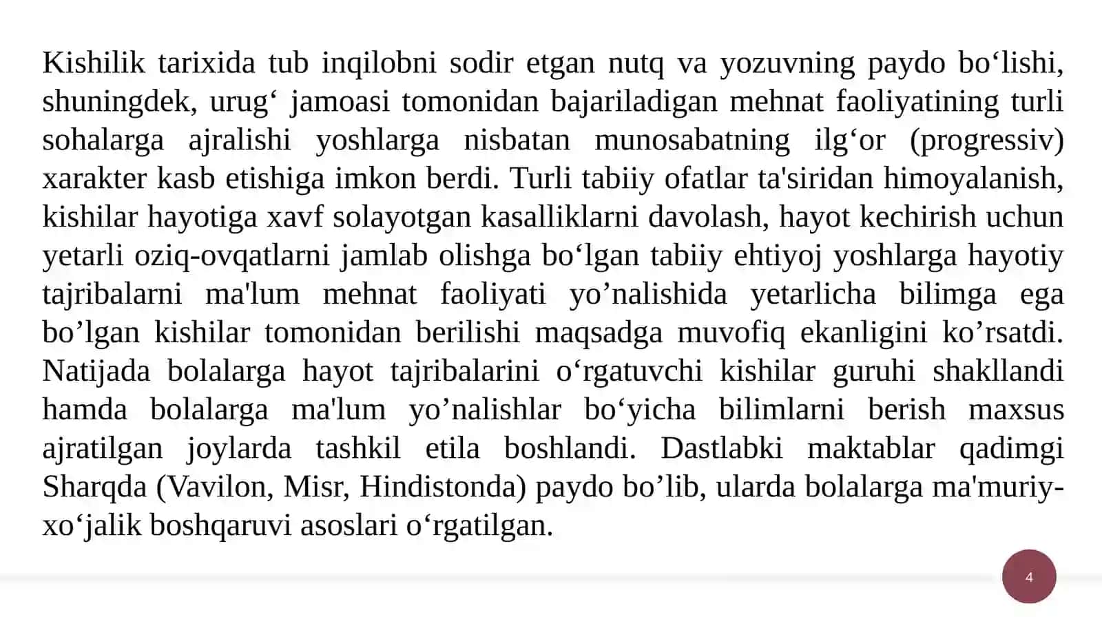 Pedagoglik kasbining tarixiy taraqqiyoti va uning jamiyatdagi o'rni 4