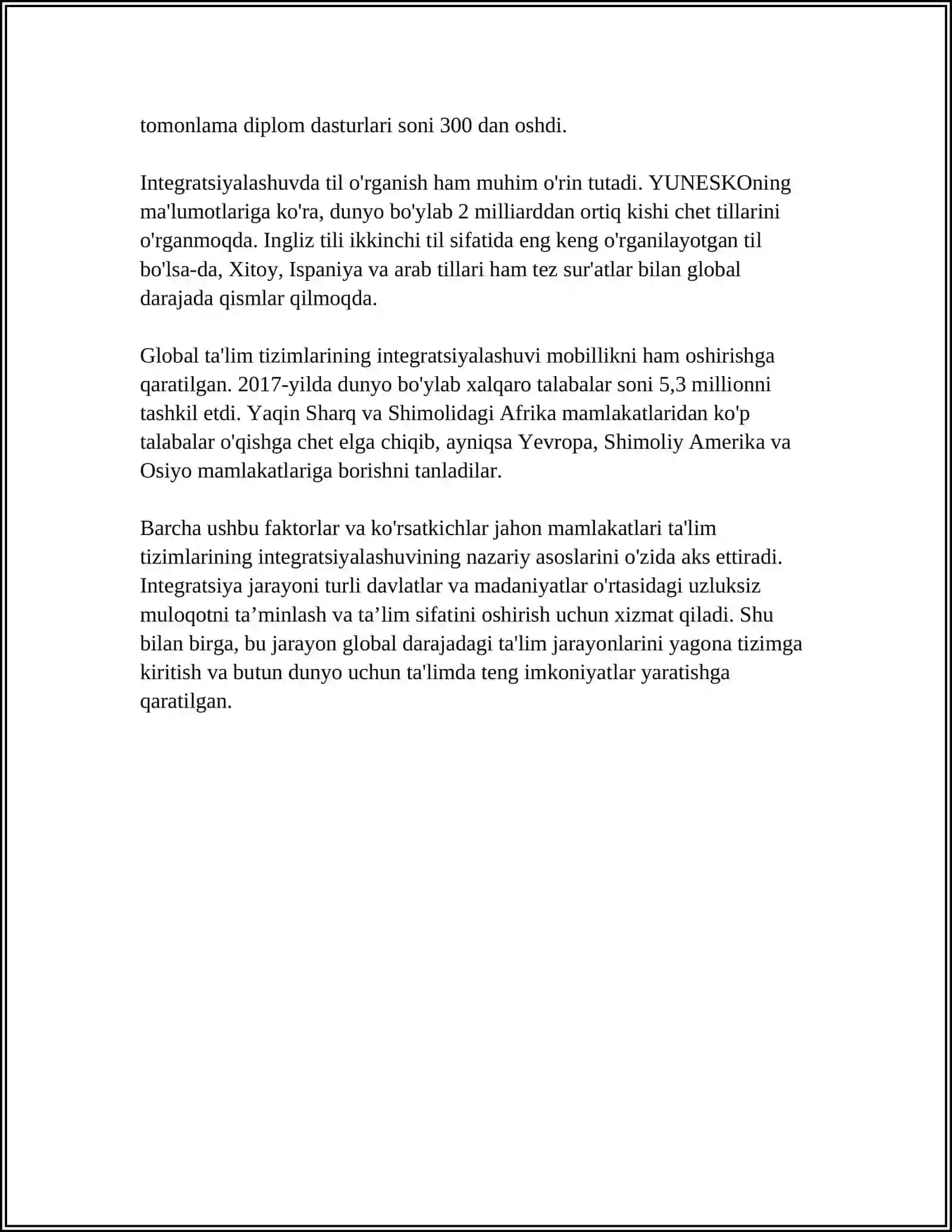 JAHON MAMLAKATLARI TALIM TIZIMINING INTEGRATSIYALASHUVI 2025-2026-O'QUV YILI 4