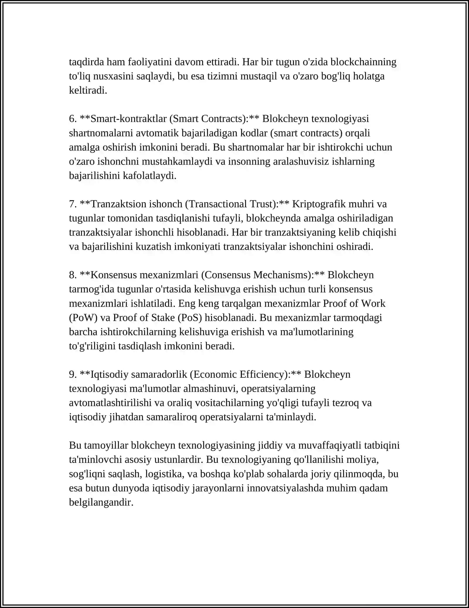 BLOKCHAYEN TEXNOLOGIYASI VA UNDAN FOYDALANISH YO'LLARI 4