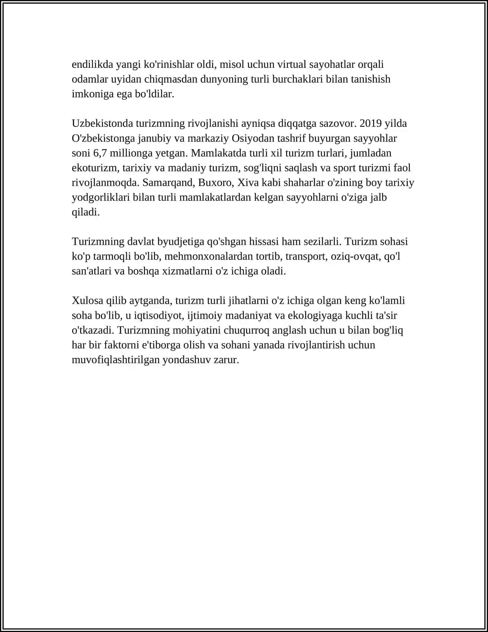 TURIZM TUSHUNCHASI, NAZARIY ASOSLARI VA SHAKILLANISH TARIXI 4
