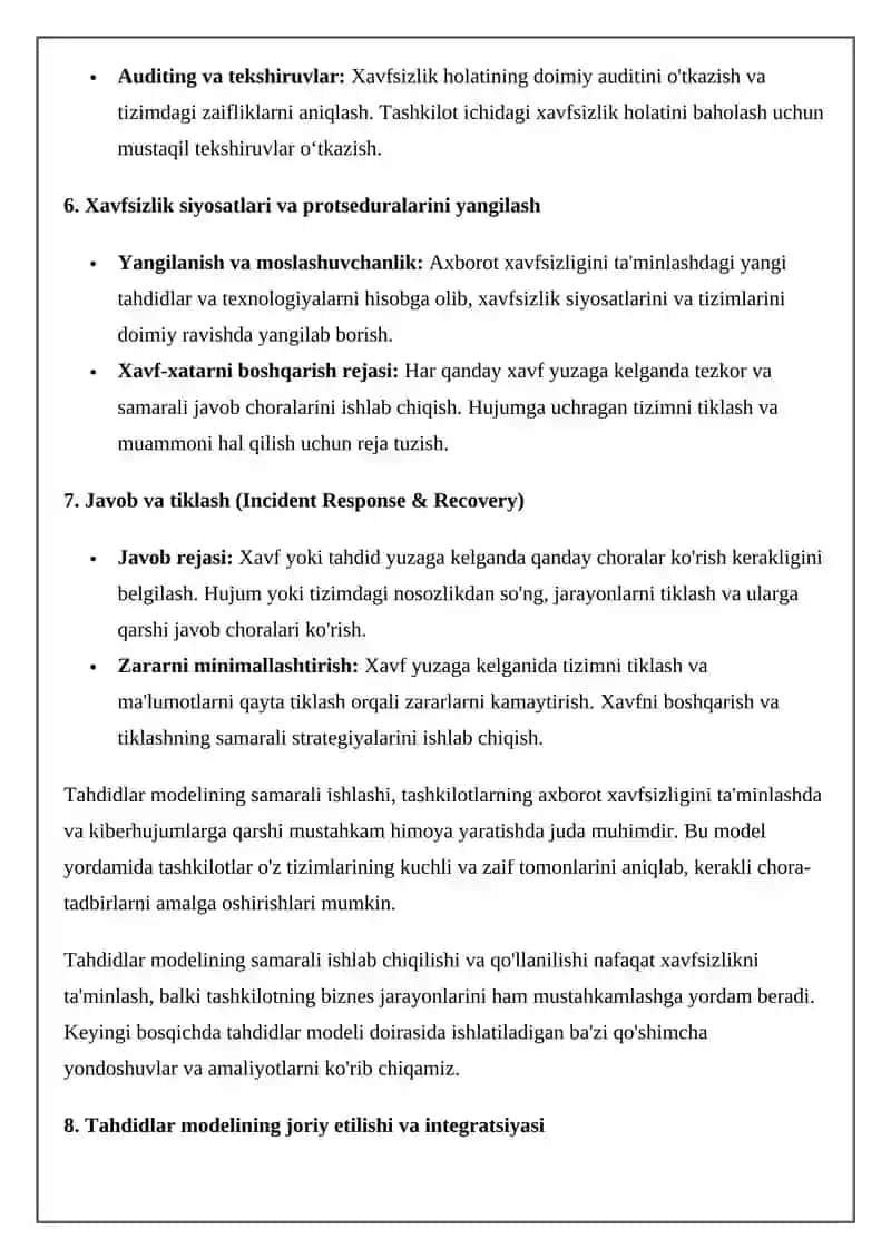 Axborot xavsizlilidan: Tahdidlar modeli 4