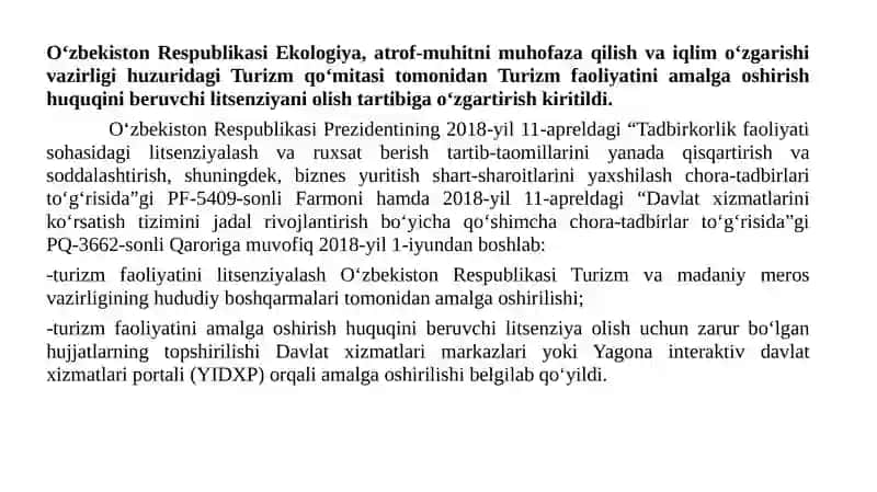 Turizm dastandardlash tirish va sertifikatlash REJA 4