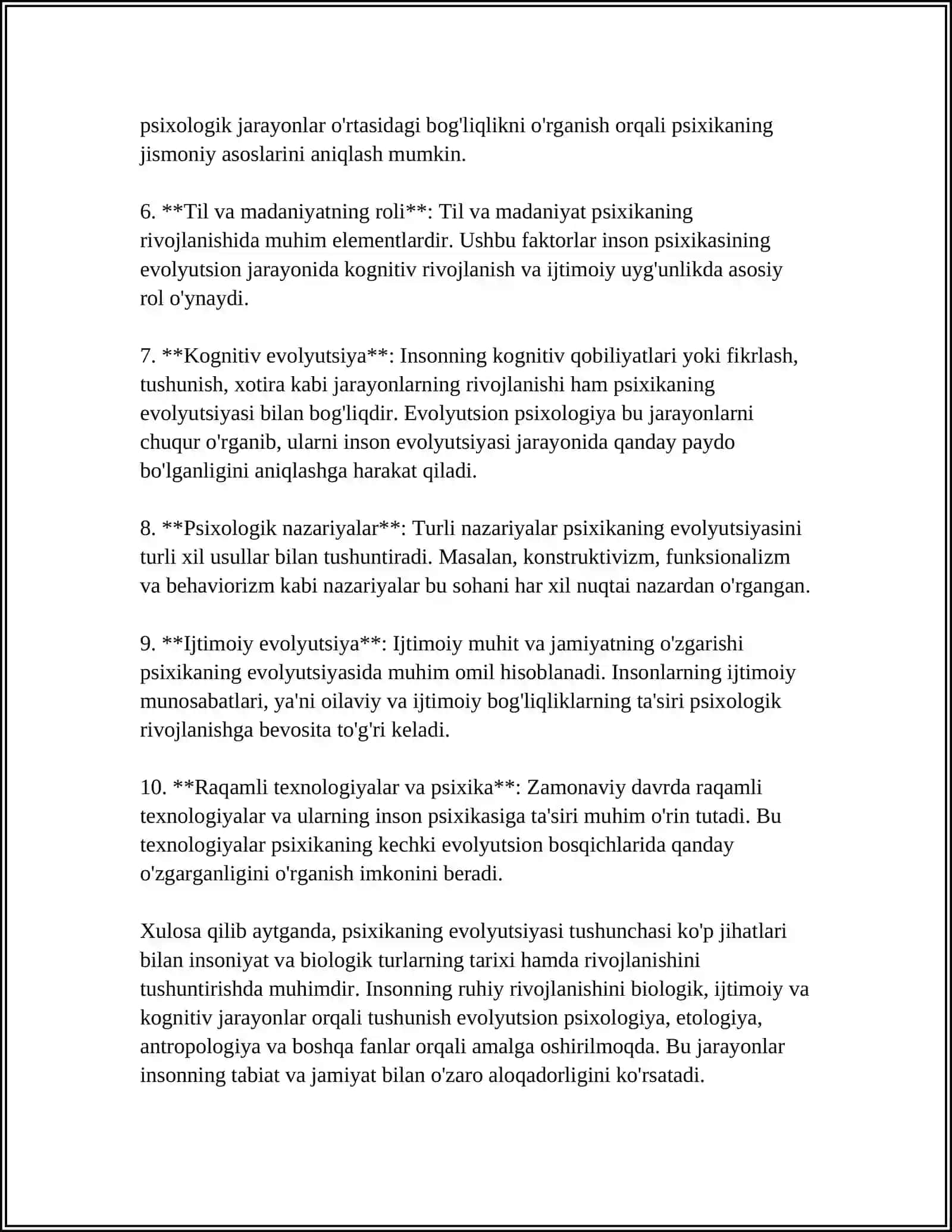 PSIXIKANING EVOLYUTSIYASI VA VUJUDGA KELISHI 4