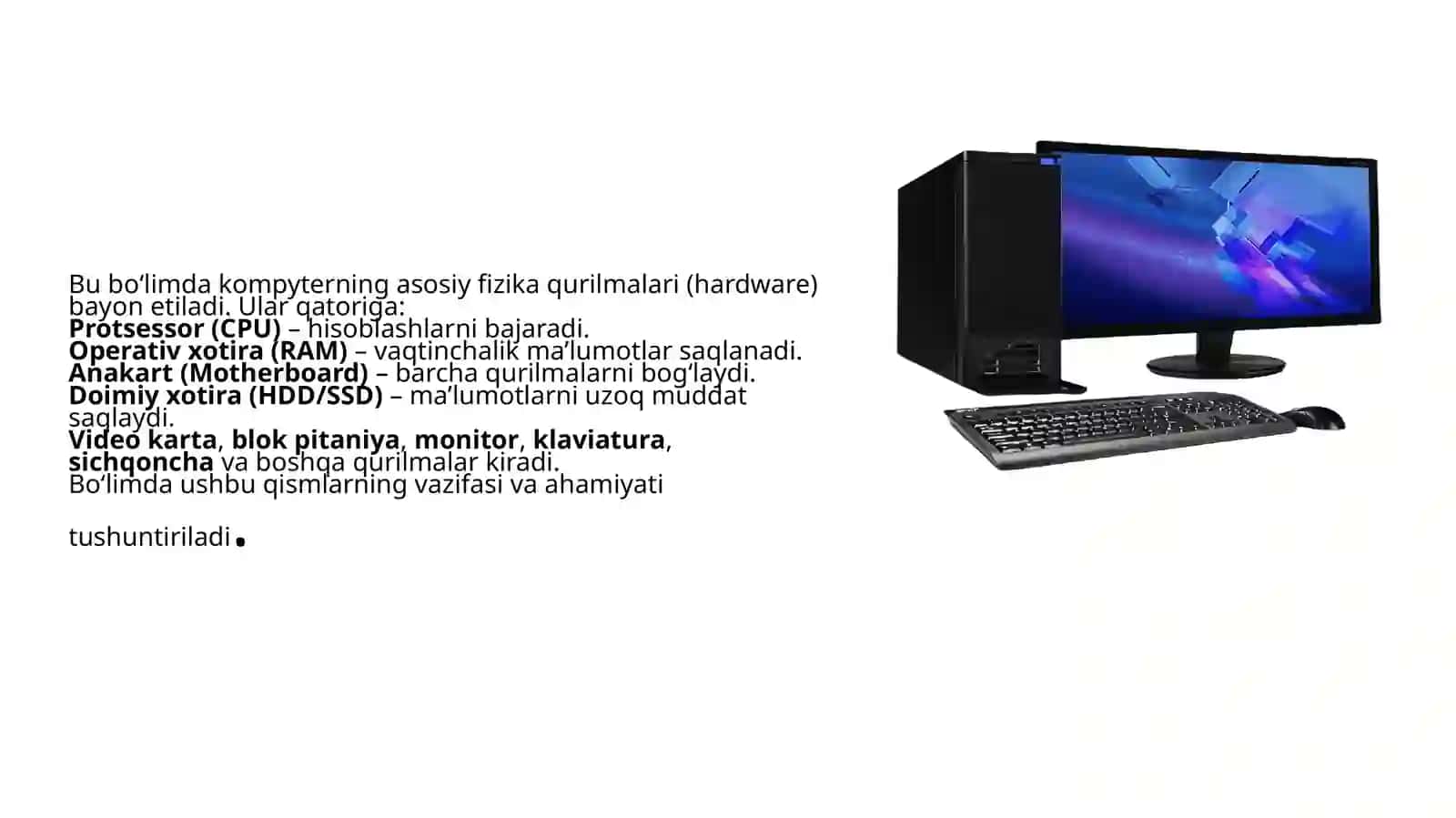 Shaahsiy kompyuterlarning turlari va arxitekturasi 4