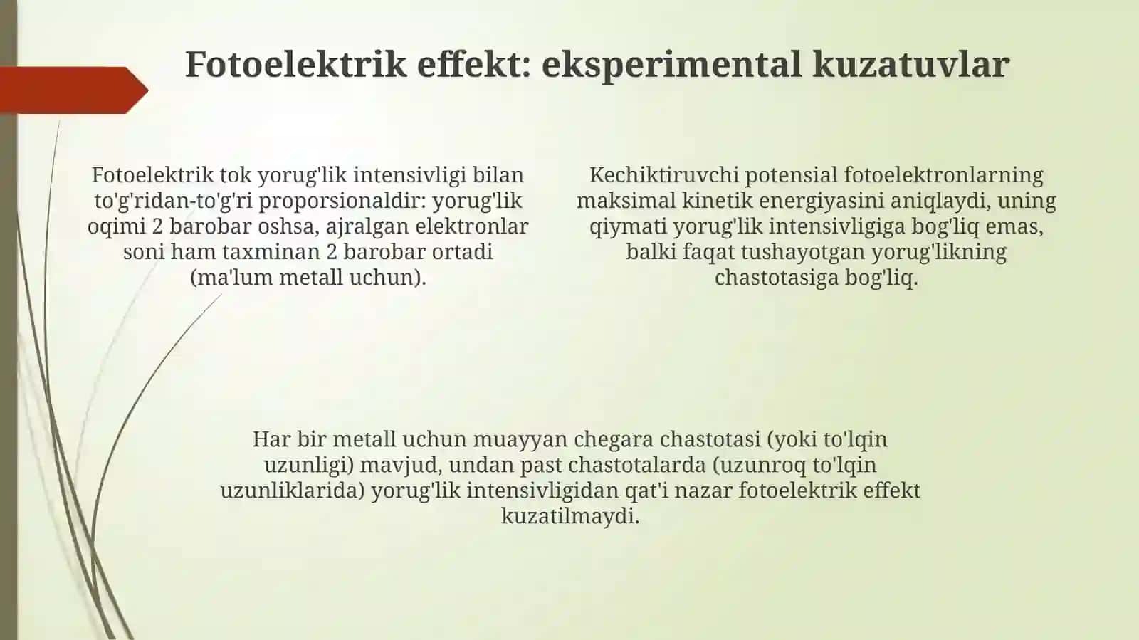 Moddaning issiqlik nurlanishi fotoeffekt va uning qonunlari 4