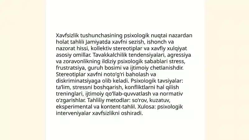 ljtimoiy psixologiya va xavfsizlik muammolari 4