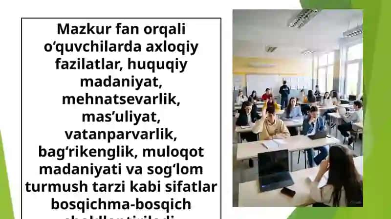 Umumiy o‘rta ta’lim muassasalari o‘quvchilari uchun “Tarbiya” fani konsepsiyasining tahlili 4