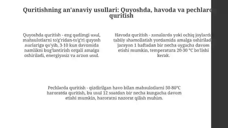 Quritish usullari va texnologiyalari: Klassifikatsiya va asosiy nazariyalar 4