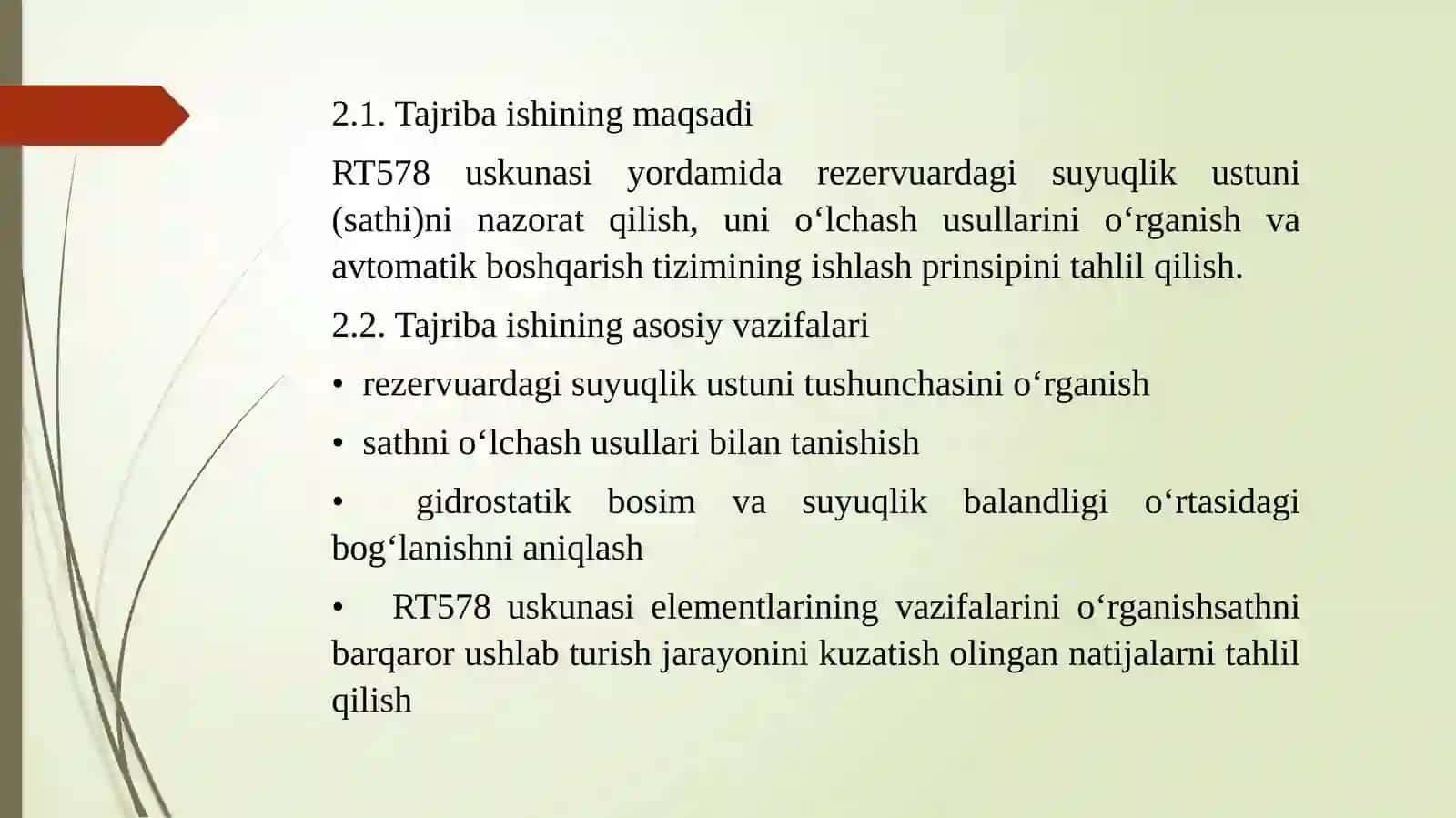 RT578 uskunasidagi rezervuardagi ustunni nazorat qilish 4