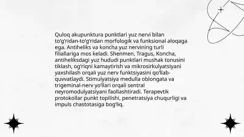 Aurikulyar terapiya. Yuz nervi nevritida qo‘llanuvchi davolash usullari 4