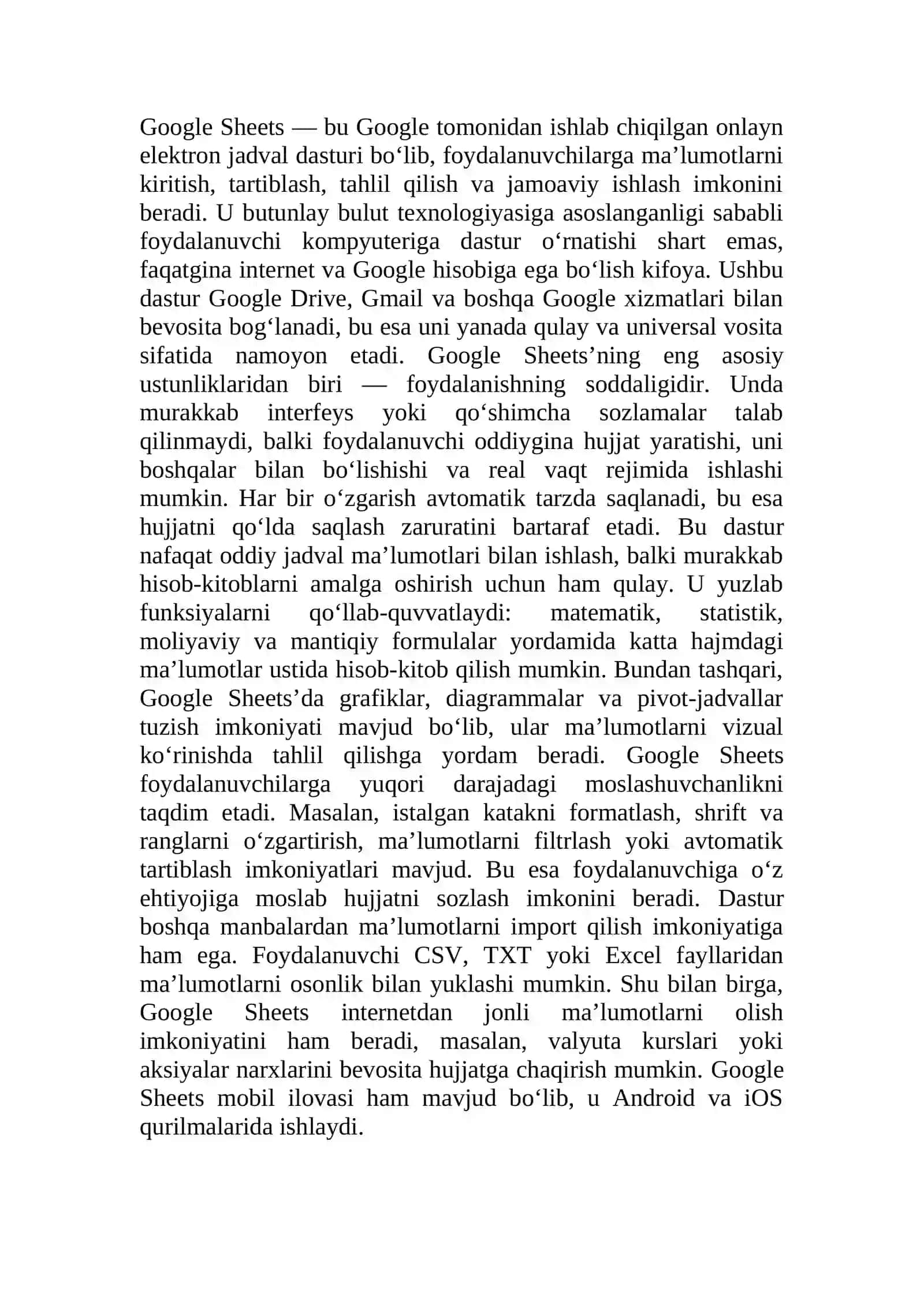 Google Sheets’da jamoaviy ishlash va fayl ulashish imkoniyatlari 4
