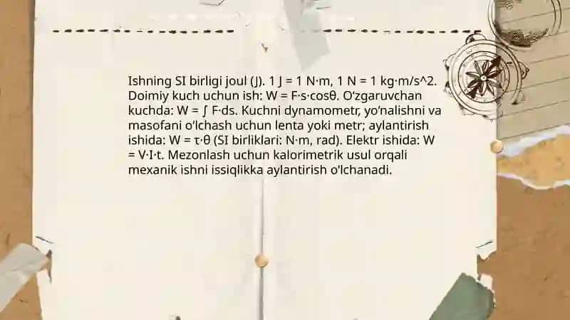 Bajarilgan ish: taʼrif va asosiy formula 4