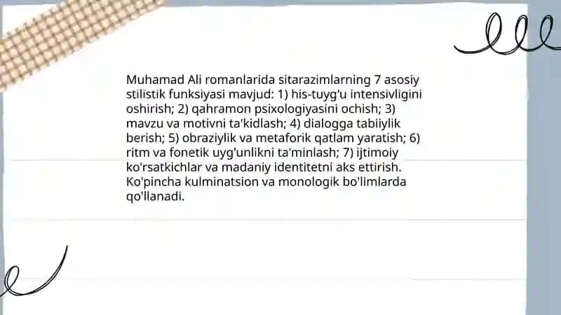 Muhamad Ali ramanlarida sitarazimlar 4
