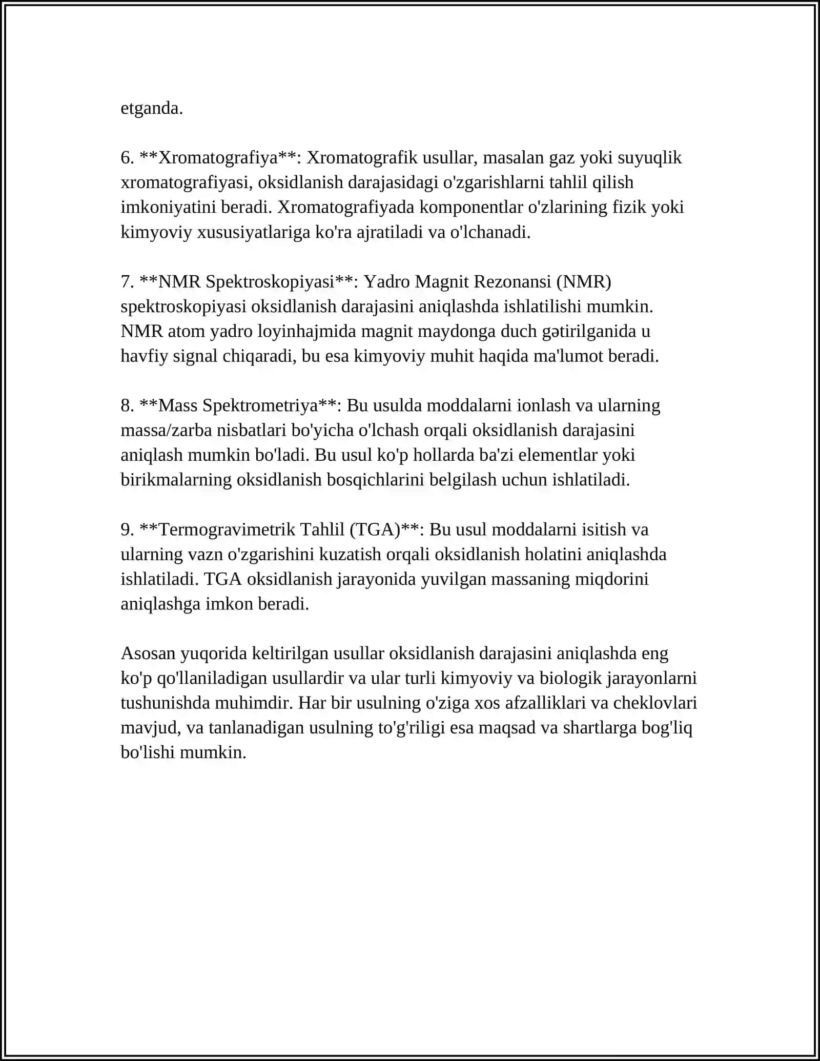 MUVOZANAT SHAROITIDA OKSIDLANISH DARAJASI.UNGA TEXNOLOGIK OMILLARNING TASIRI 4
