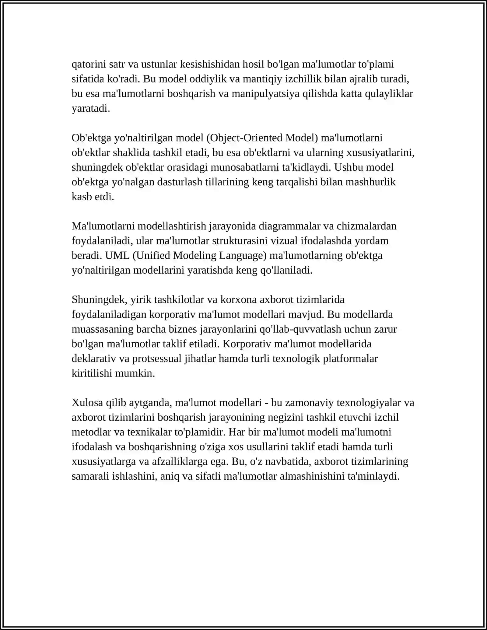 MA'LUMOT MODELI TUSHUNCHASI 4