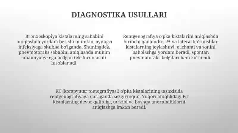 O'pka noparazitar kistalari.Spintan pnevmotoraks 4