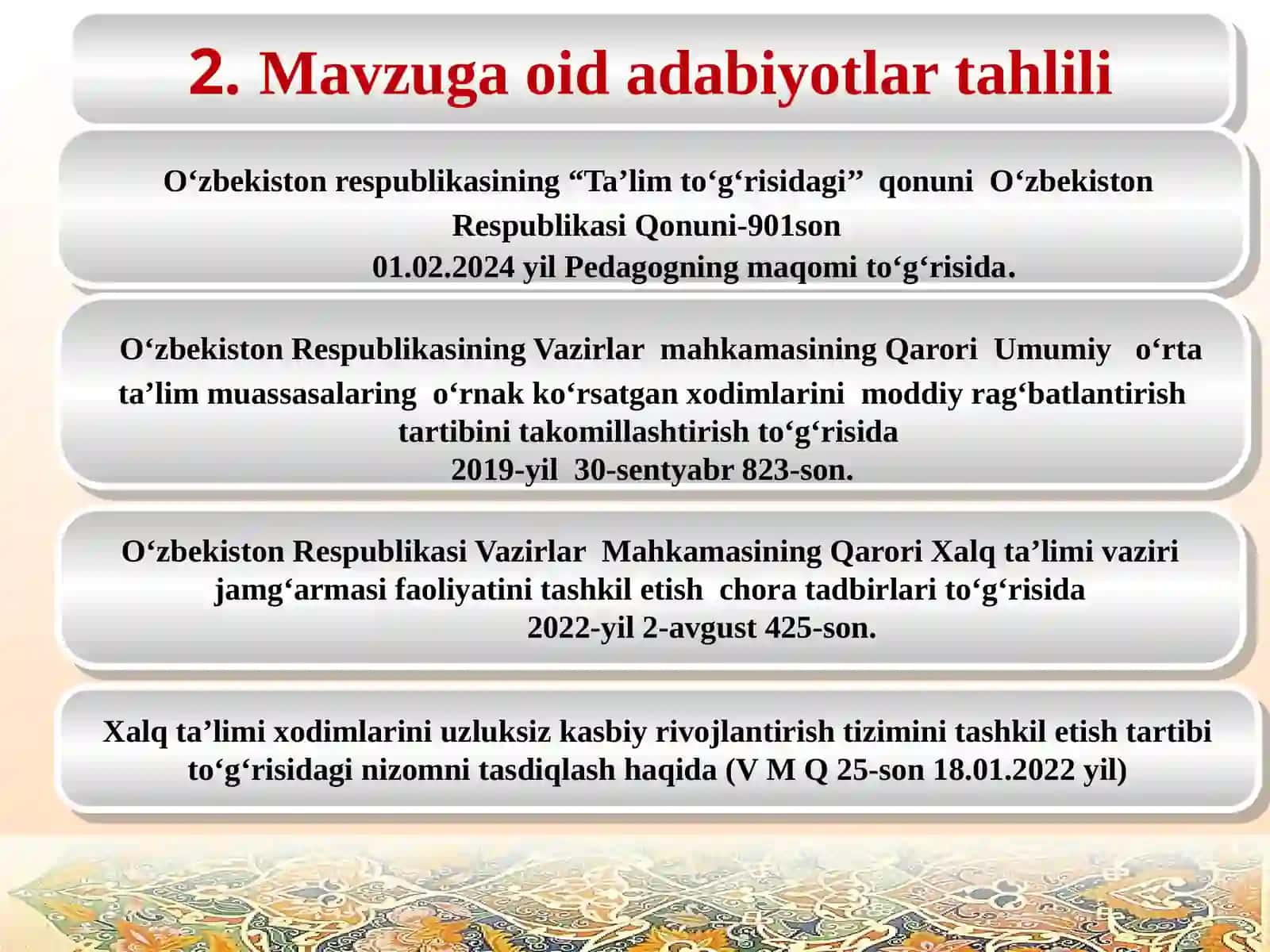 Uzoq yillardan beri ishlab kelayotgan ammo o‘z ustida ishlamaydigan o‘qituvchilarning kasbiy rivojlanishini tashkil etish 4