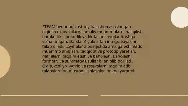 STEAM ta'lim asoslari va tamoyillari 4