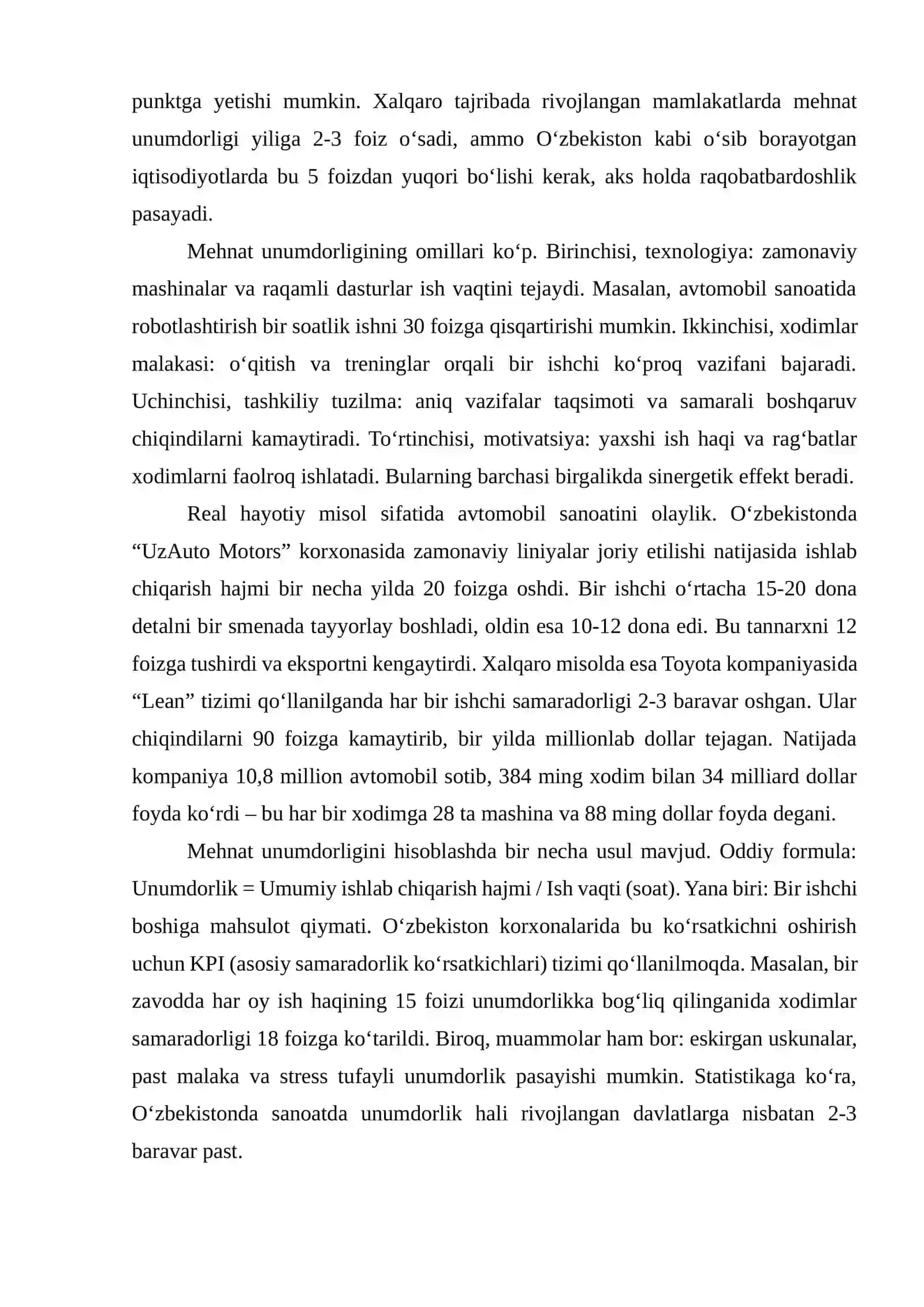 Ishchilarning mehnat unumdorligiga ta’sir etuvchi omillar tahlili 4