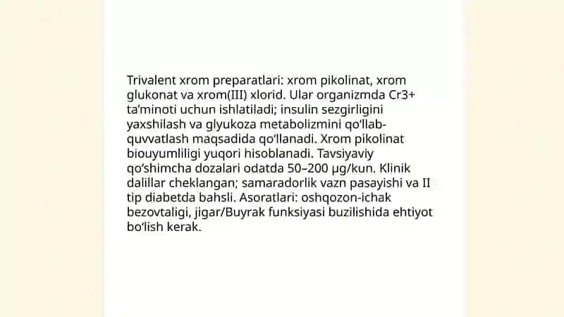 Cr+3 kationini tibbiyotda qo'llanishi va analitik reaksiyalari 4