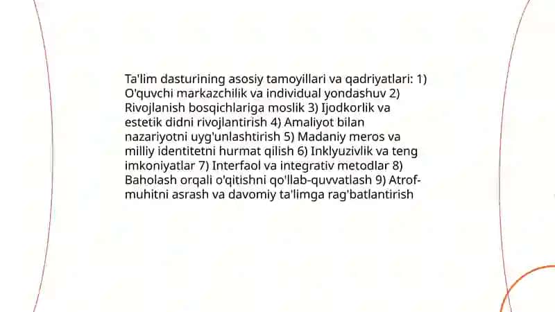 Tasviriy faoliyatga o'rgatishning maqsadi.Dastur tamoyillari 4
