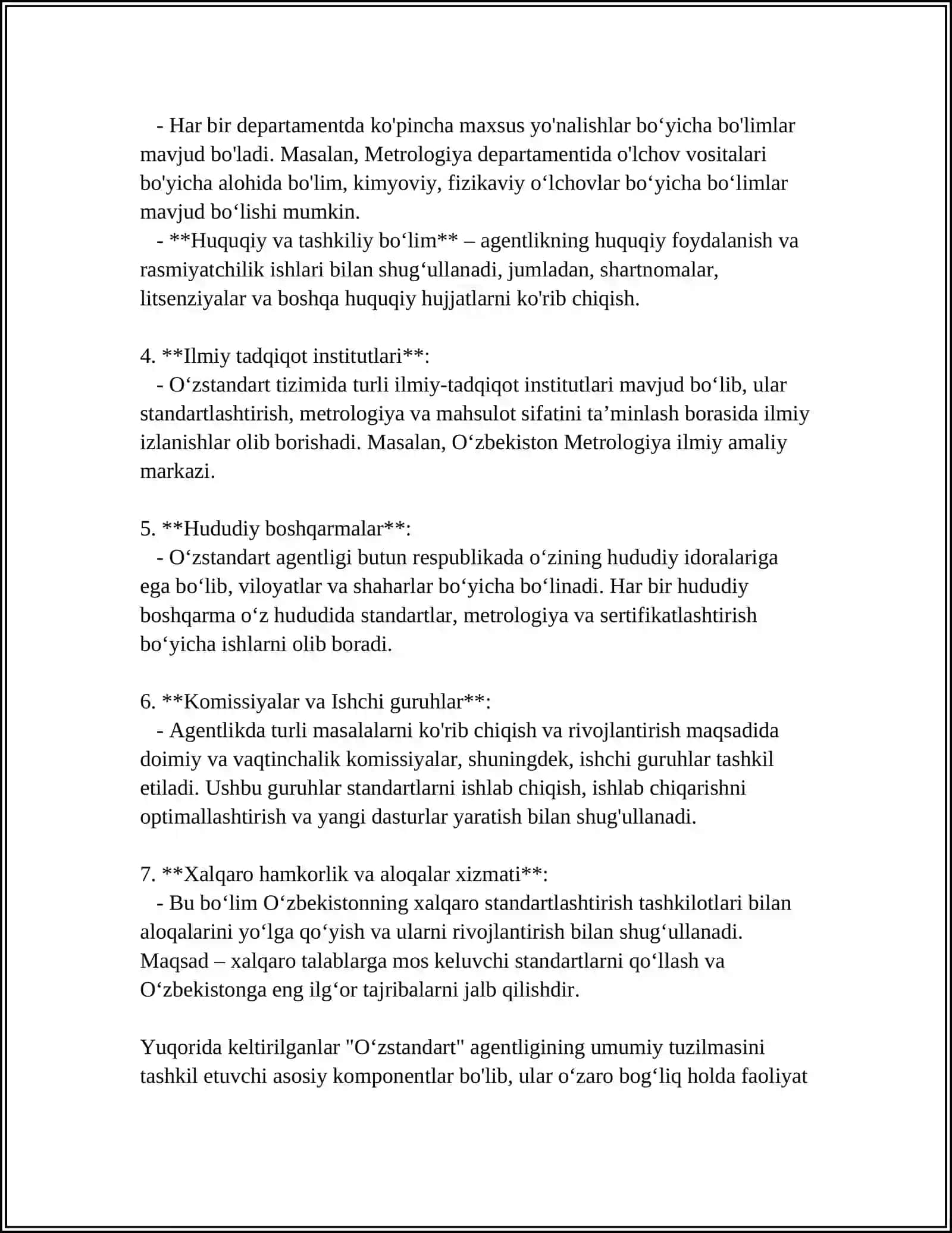 O‘ZSARANDART AGENTLIGINING STRUKTURASI VA ASOSIY VAZIFALARI 4