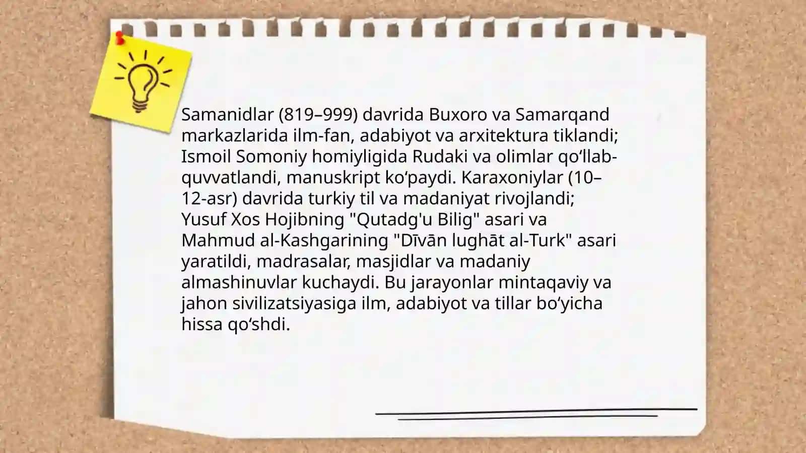 IX-XII asrlarda mamlakatimizda madaniy uyg'onish 4