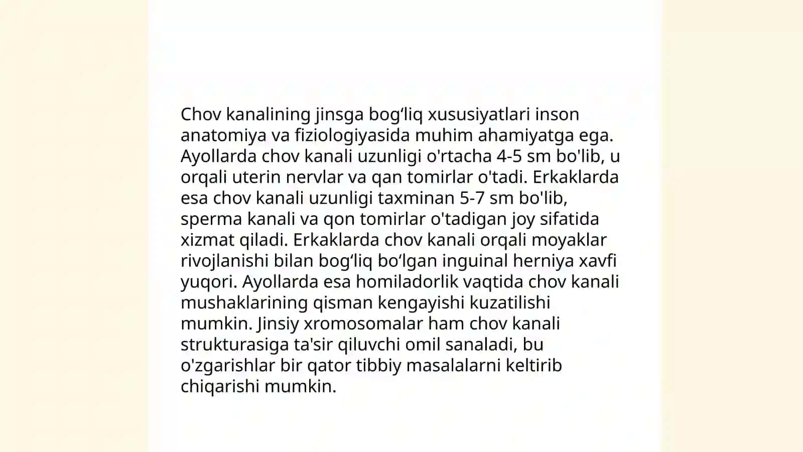 Chov kanalining yosh va jinsga nisbatan xususiyatlari 4