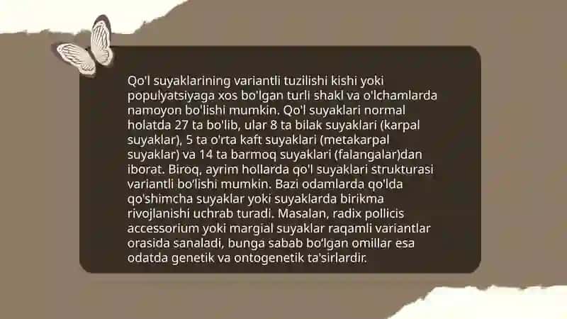 Qo'l suyaklarini variantli anatomiyasi rivojlanish nuqsonlari qo'l suyaklari rivojlanishiga ichki va tashqi faktorlar 4