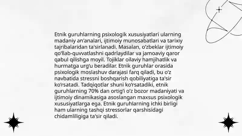 Ijtimoiy psixologiyada guruhlar muammosi. Etnik guruhlar psixologiyasi. Etnopsixologiya asoslari 4