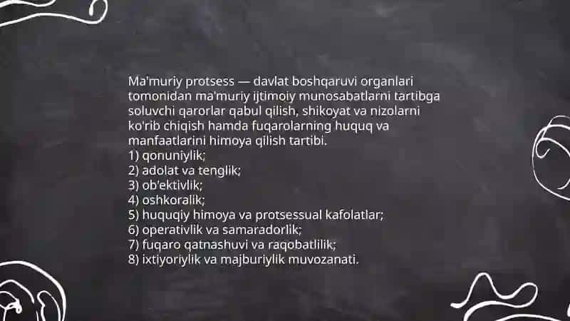 Ma'muriy huquq predmeti va mamuriy protsses tushunchasi 4