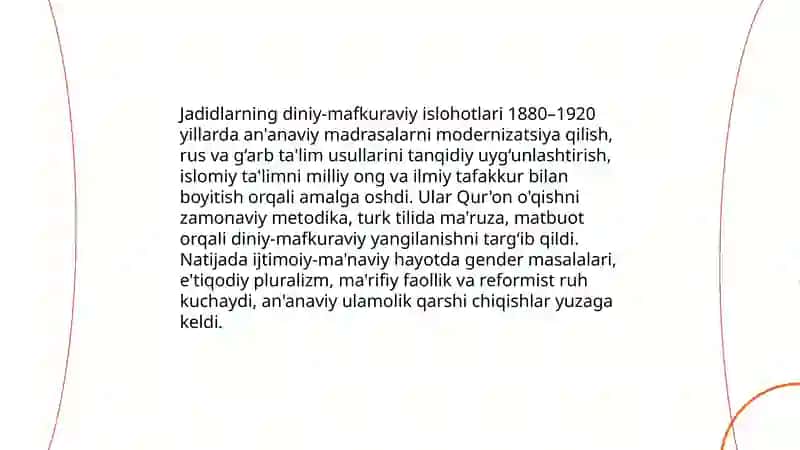 Jadid ma'rifatparvarlarning o'lkada ta'lim-tarbiya sohasidagi roli 4