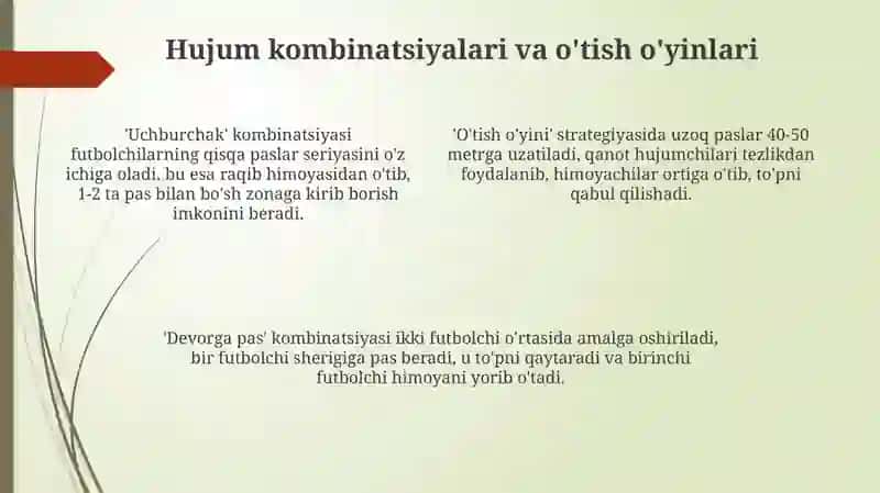 Futbol o'yini taktikasi va texnikasi 4