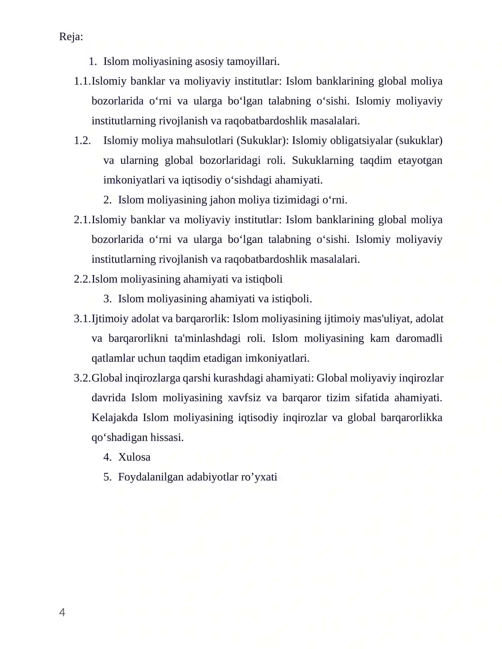 Islom moliyasining jahon moliya tizimidagi ahamiyati 4