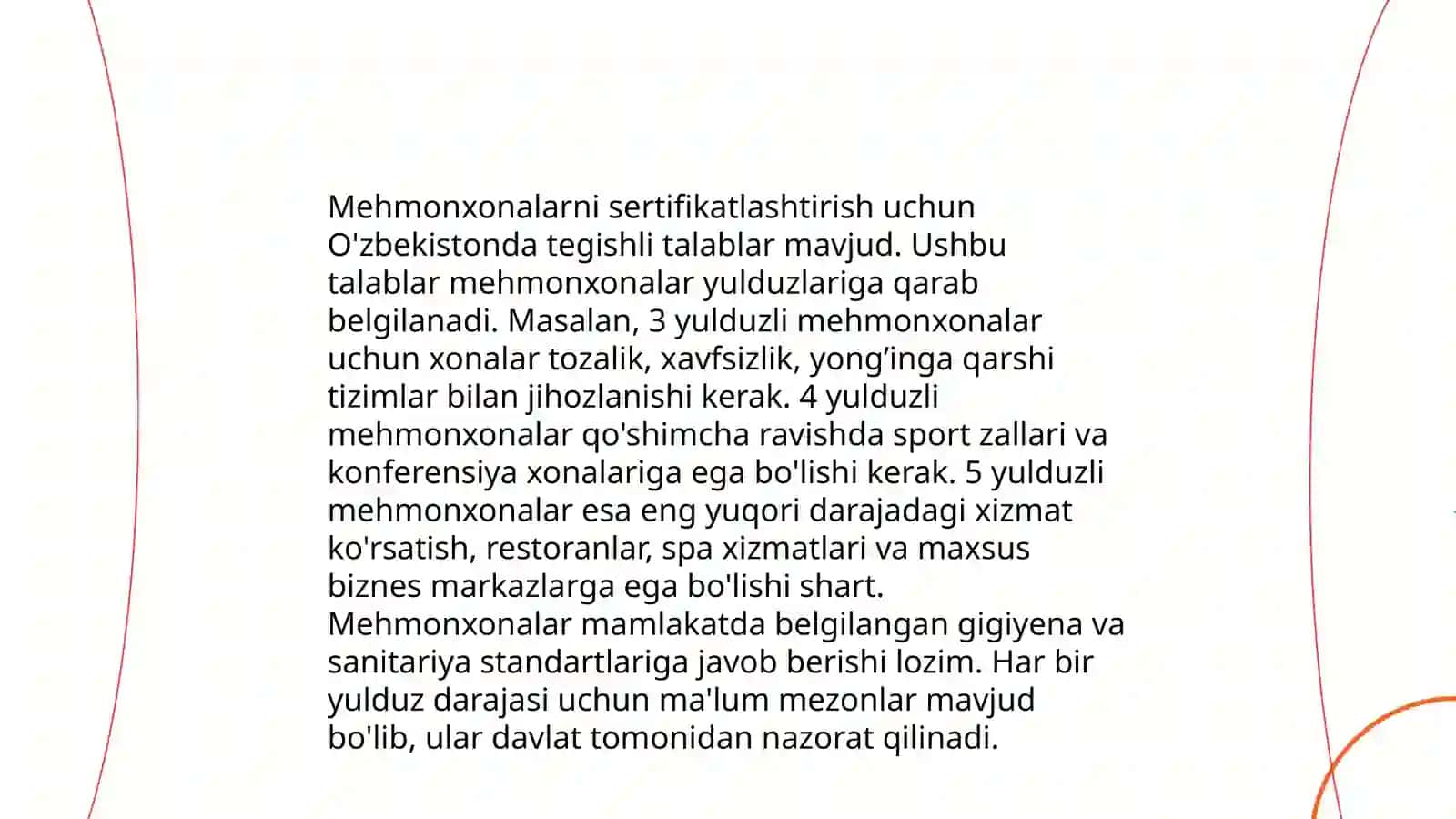 Turizm va mehmondostlikda standartlashtirish va sertifikatlashtirish xizmati 4
