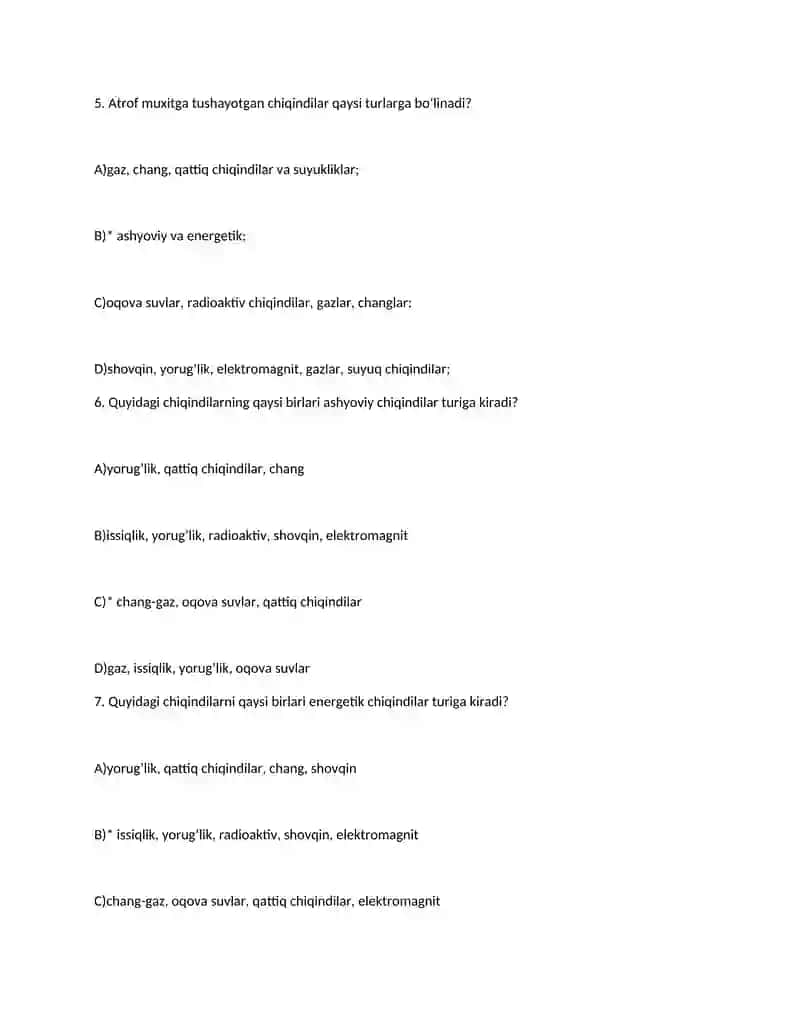 EKOLOGIYA TEST 4