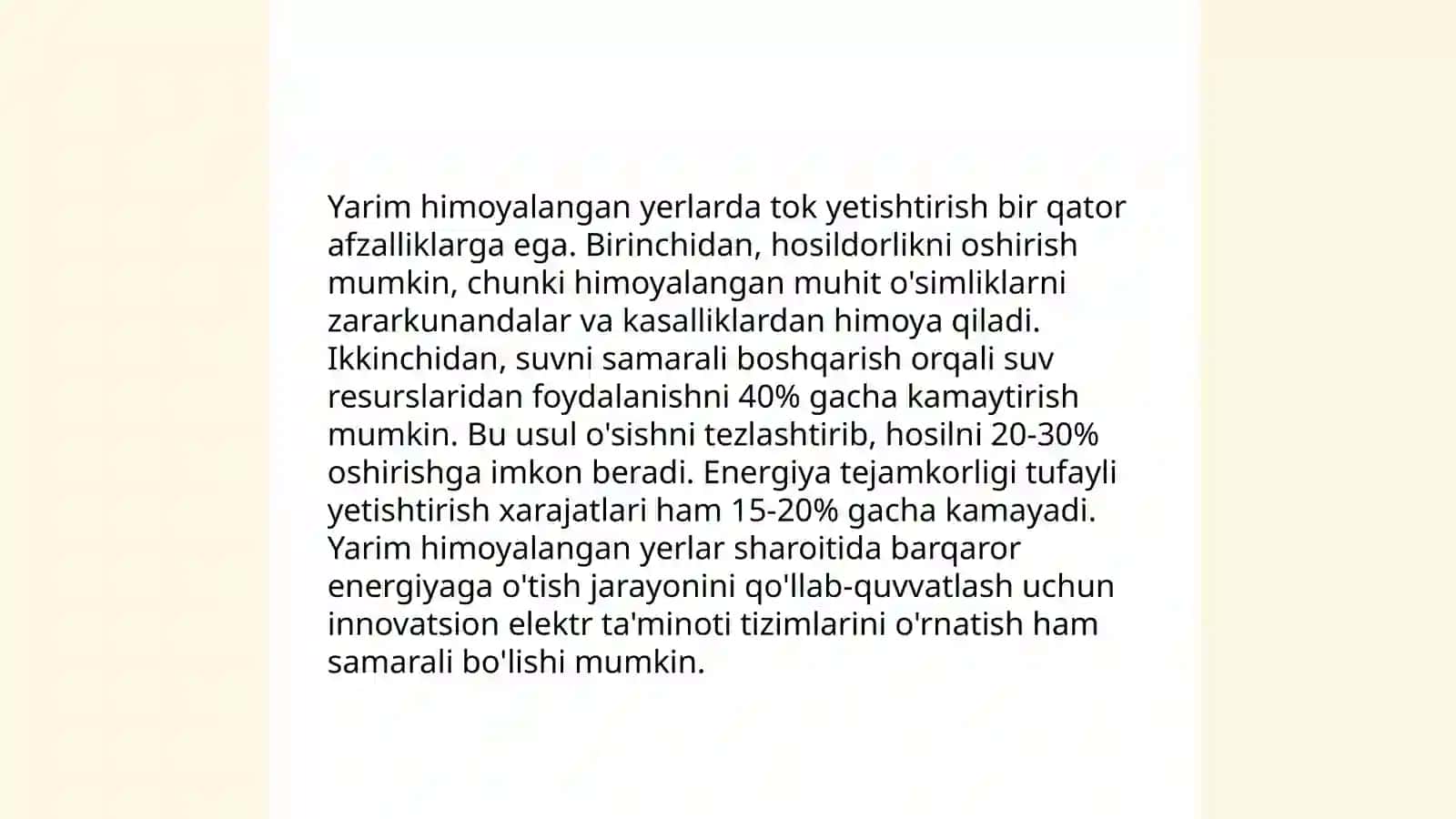 Tok õsimligini yarim himoyalangan yerlarda yetishtirish 4