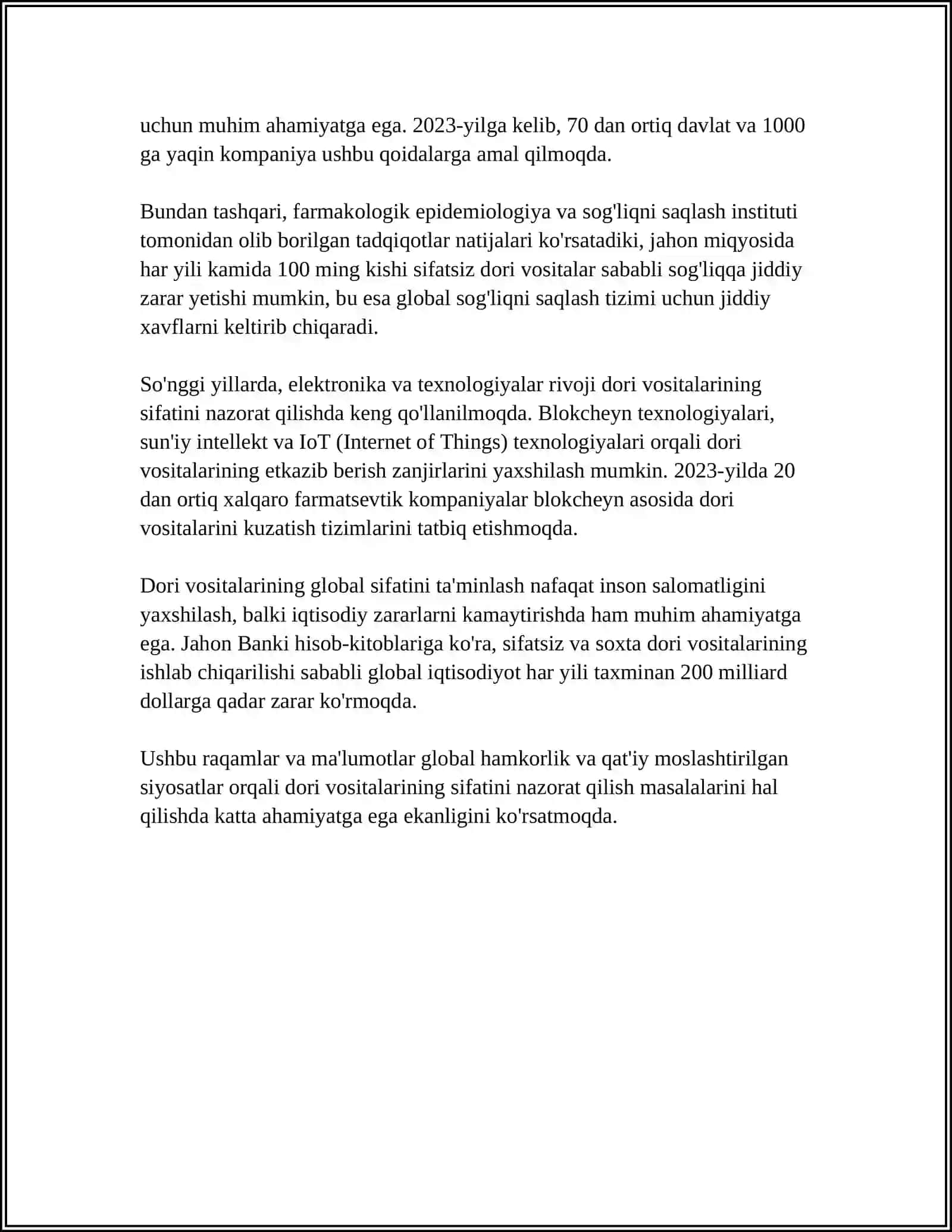 DORI VOSITALARINING SIFATINI TA'MINLASH BO'YICHA NAZORAT QILUVCHI ORGANLARNING GLOBAL HAMKORLIGI 4