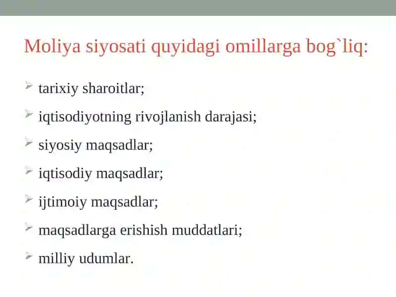 MOLIYA SIYOSATI VA MOLIYA MEXANIZMI 4