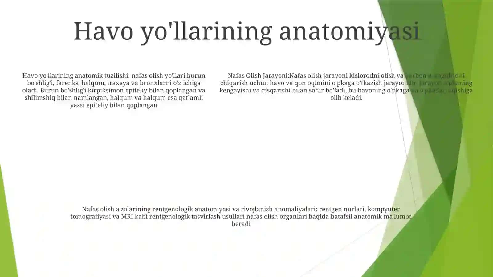 Nafas Olish Jarayoni. Nafas AʼZolarining Rentgenanatomiyasi VaRivojlanishNuqsonlari 4