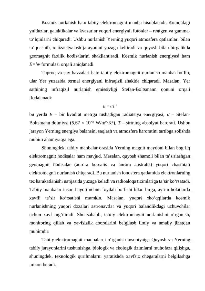 Elektromagnit nurlanishning tabiiy va antropogen manbalari 4