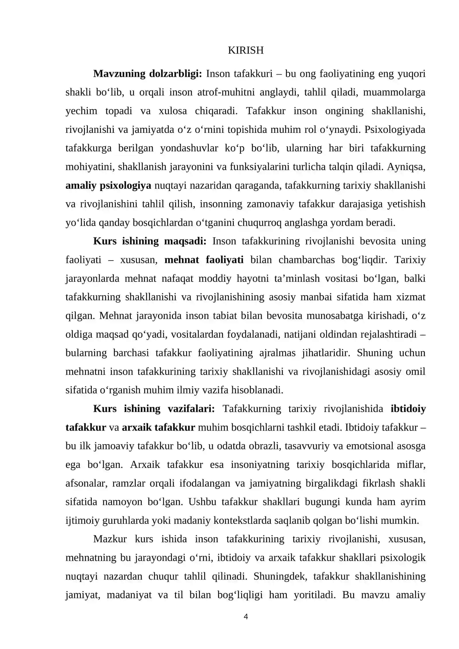 Inson tafakkurining tarixiy rivojlanishi: mehnat va ibtidoiy tafakkur 4